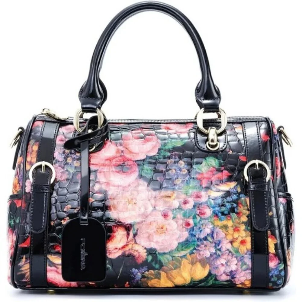 🆕Women Black Rose Genuine Leather Tote Handbag Clutch Purse Crossbody Bag - Picture 10 of 11
